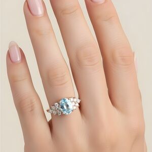 Aquamarine Fashion Earrings & Ring Set (LIKE NEW)